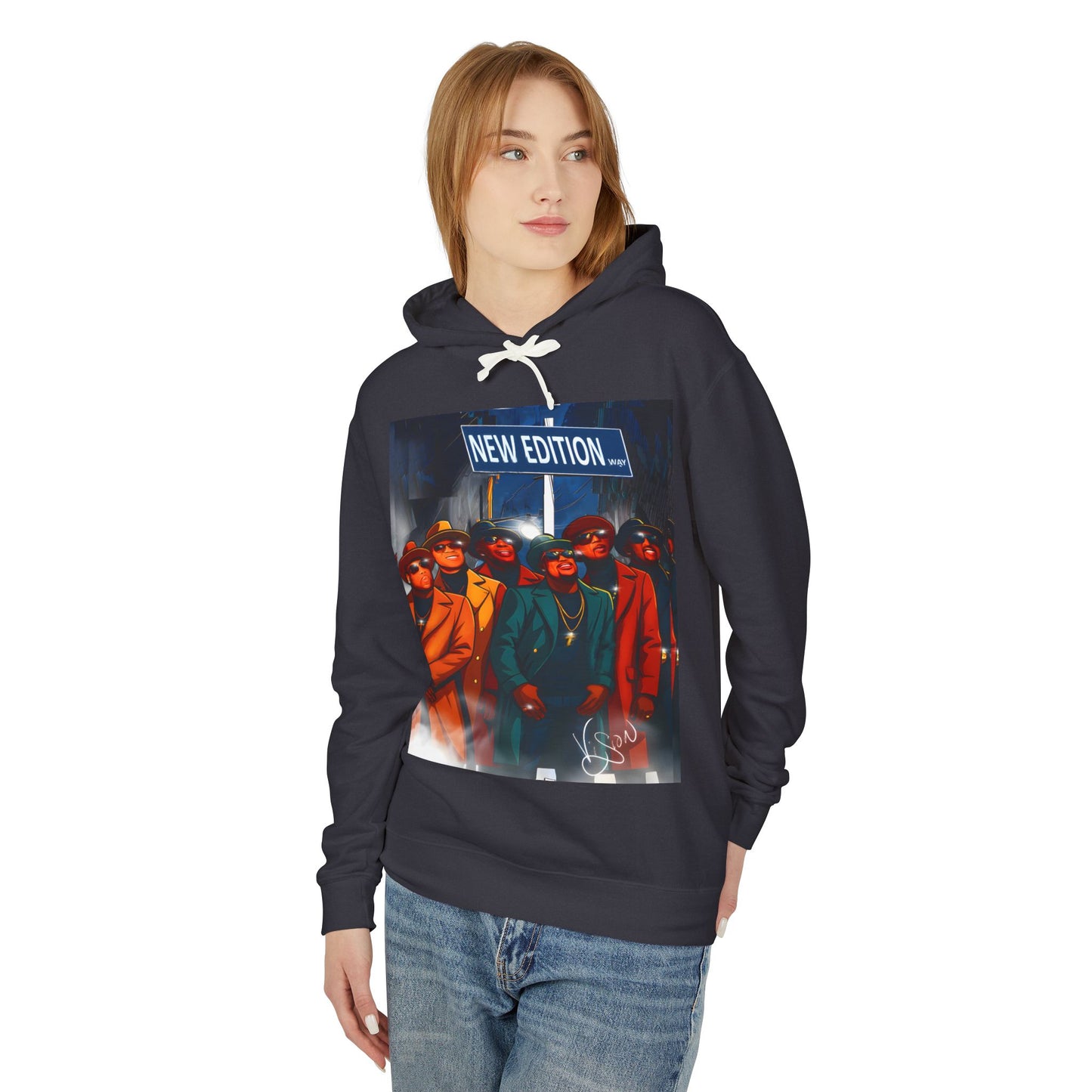 New Edition street Sign Retro Band Hoodie, Unisex Lightweight Hooded Sweatshirt, New Edition Merch, 80s Style Clothing, Nostalgic Gift for Music Lovers