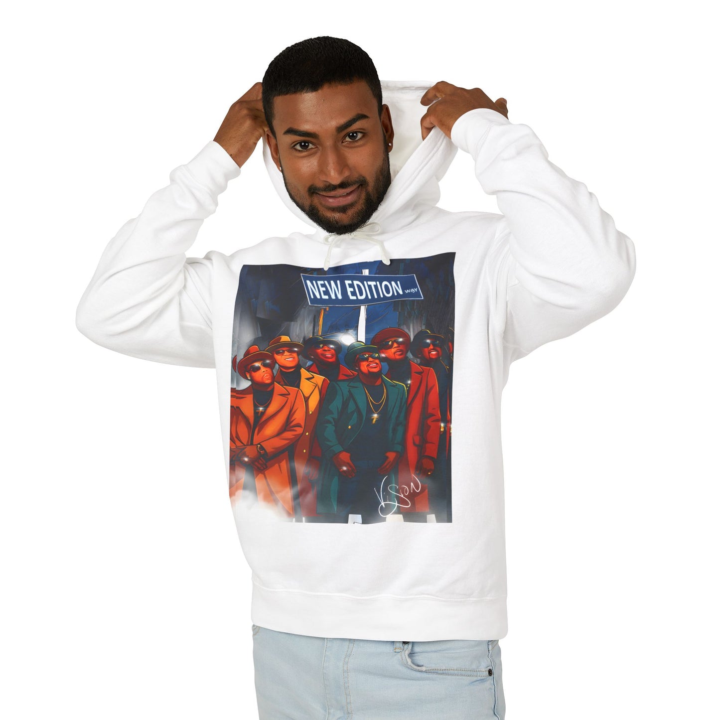 New Edition street Sign Retro Band Hoodie, Unisex Lightweight Hooded Sweatshirt, New Edition Merch, 80s Style Clothing, Nostalgic Gift for Music Lovers