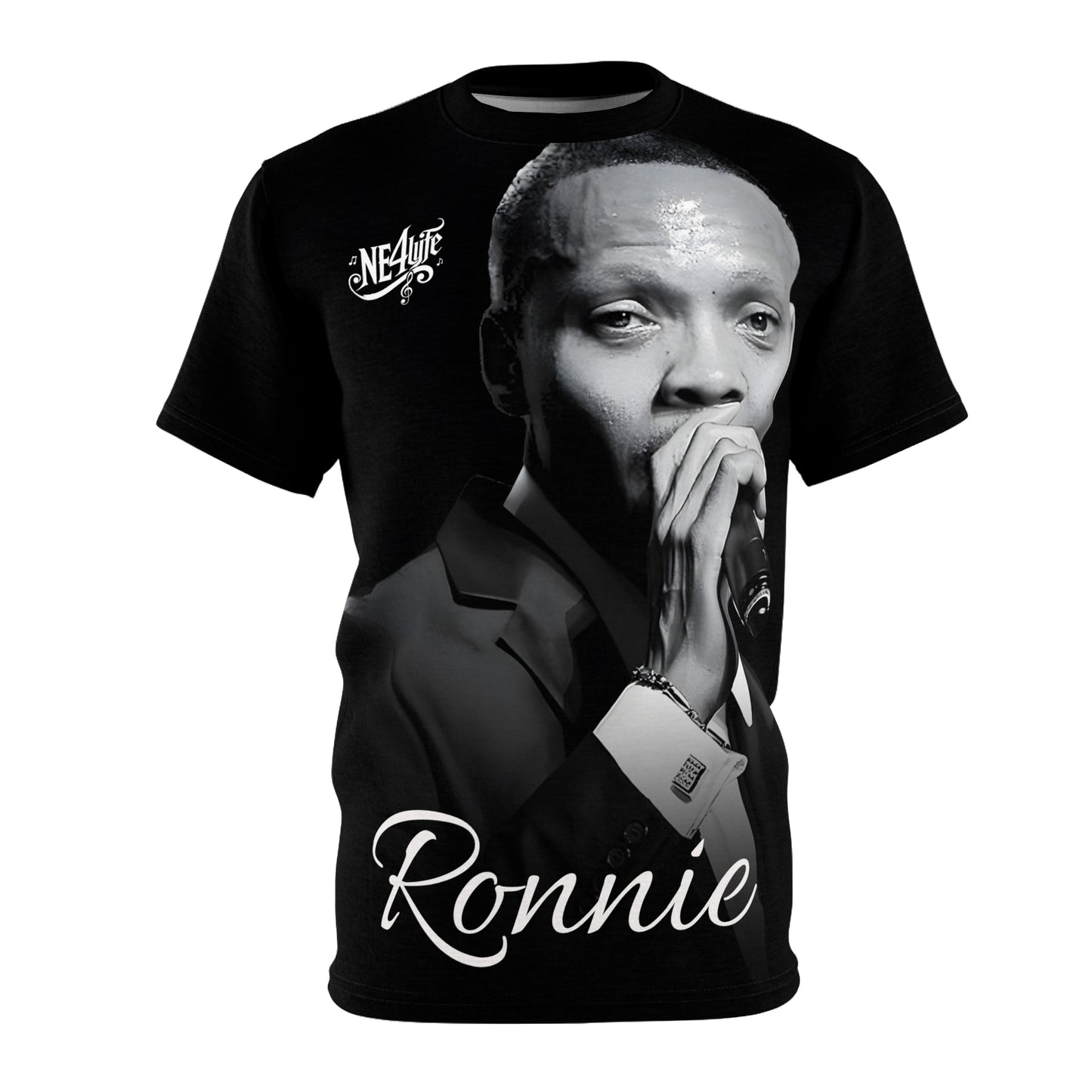 Ronnie Black and White Unisex Cut & Sew Tee (AOP)