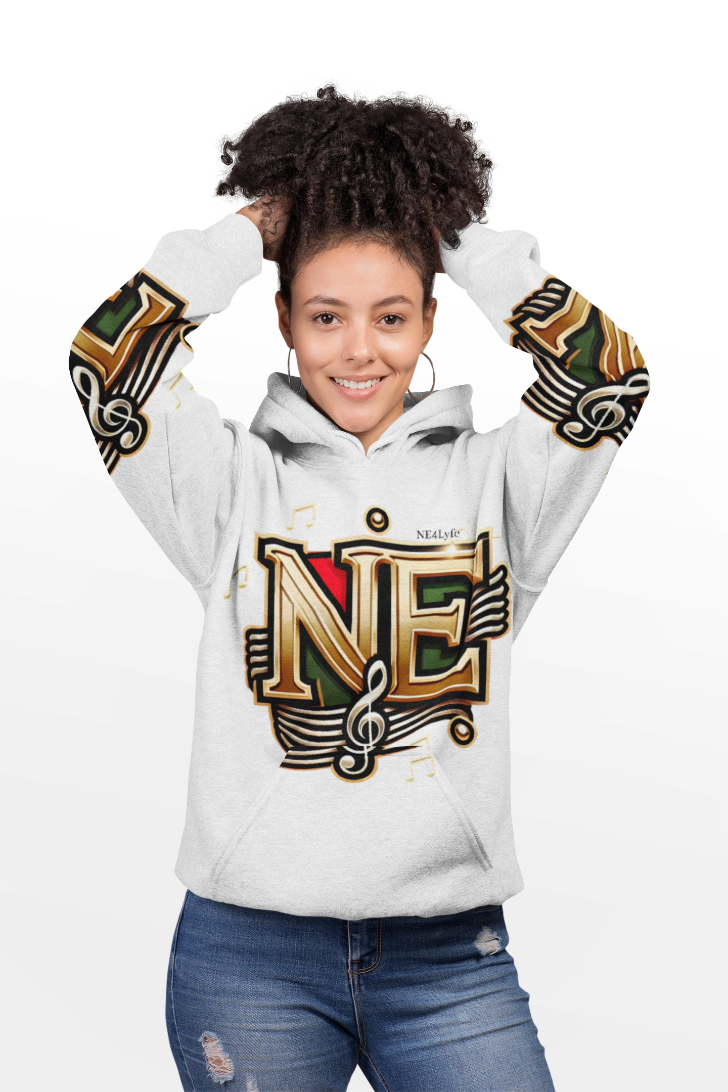 NE Logo Gold Athletic Hoodie (AOP)