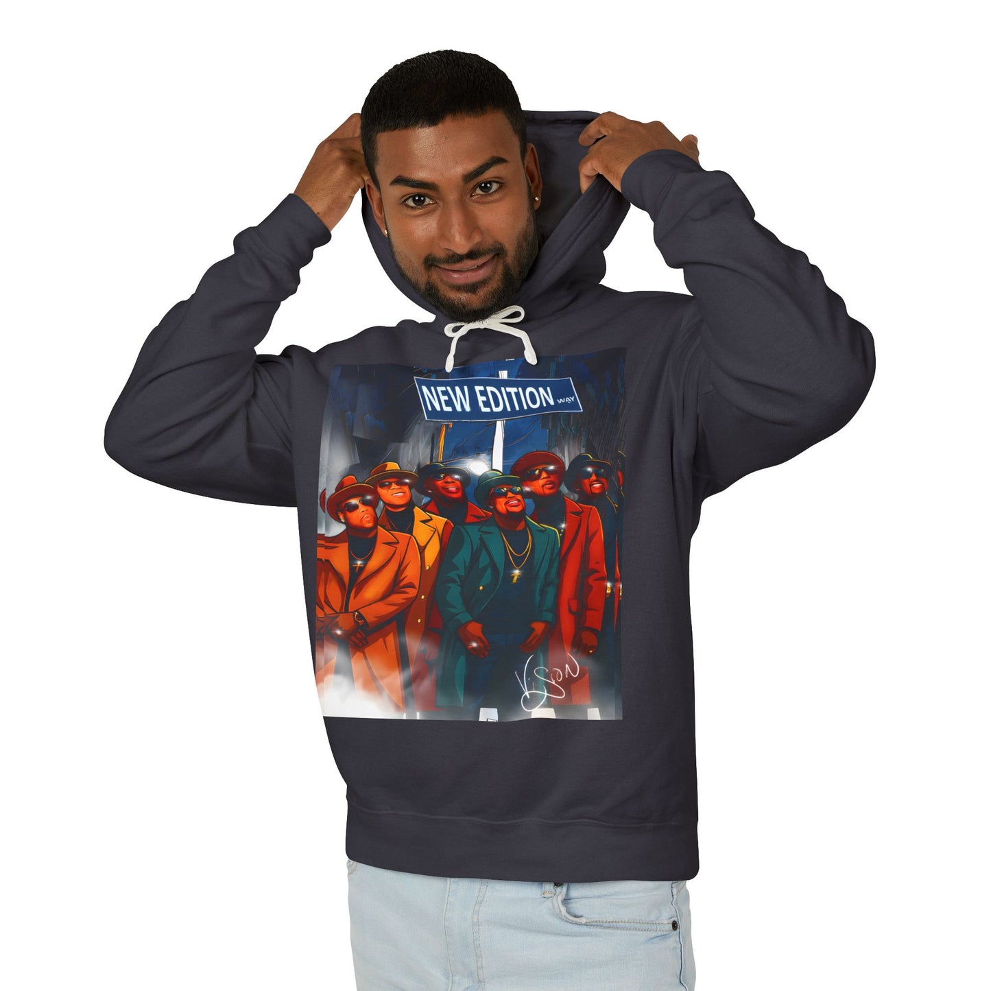 New Edition street Sign Retro Band Hoodie, Unisex Lightweight Hooded Sweatshirt, New Edition Merch, 80s Style Clothing, Nostalgic Gift for Music Lovers