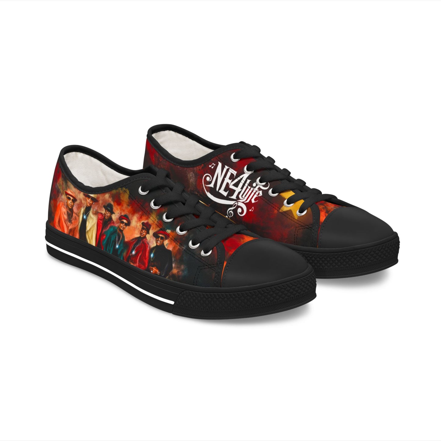 NEW EDITION 4LYFE ORANGE AND BLACK Women's Low Top Sneakers