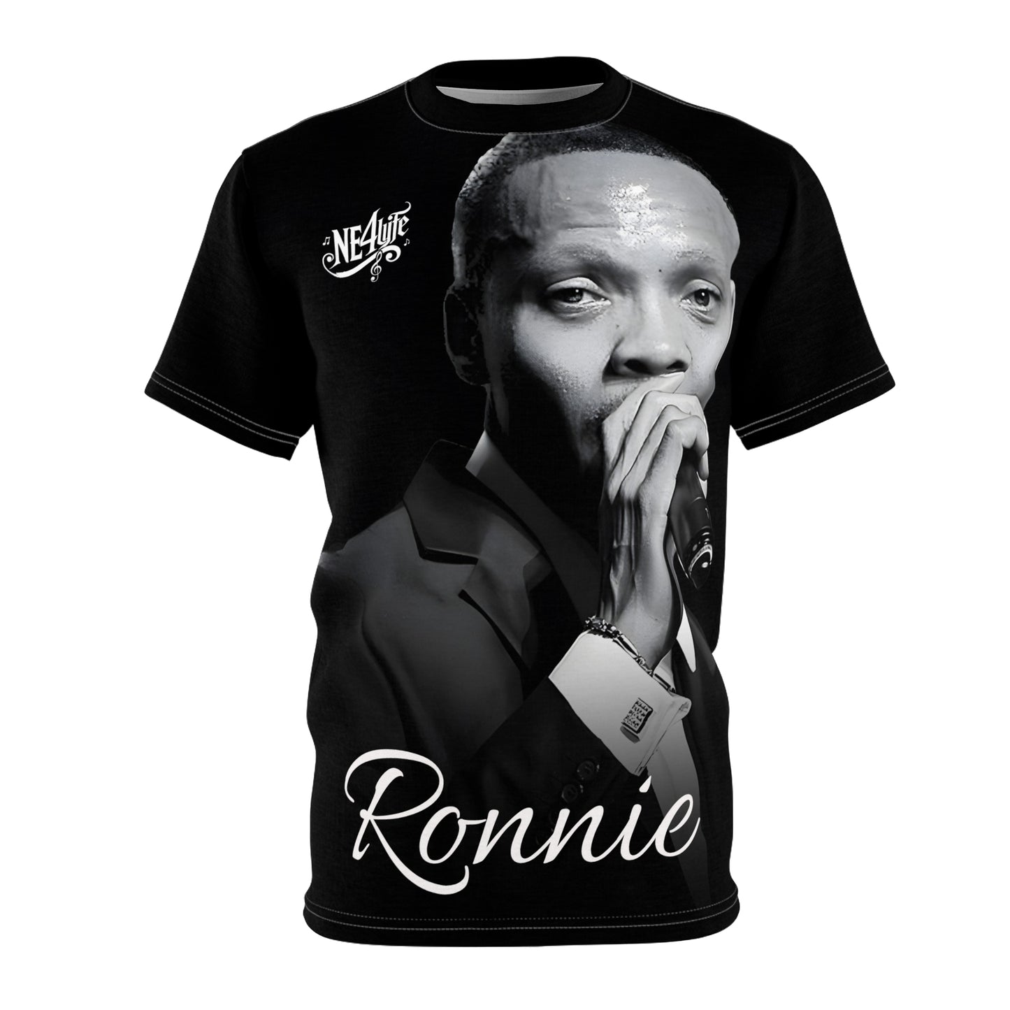 Ronnie Black and White Unisex Cut & Sew Tee (AOP)