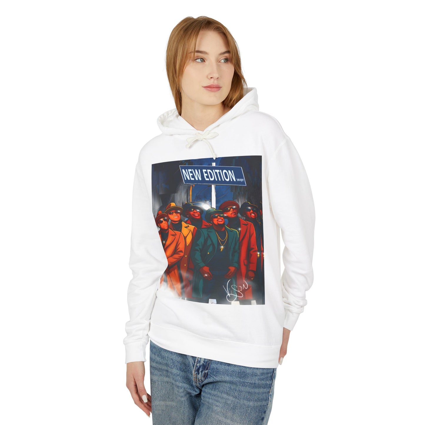 New Edition street Sign Retro Band Hoodie, Unisex Lightweight Hooded Sweatshirt, New Edition Merch, 80s Style Clothing, Nostalgic Gift for Music Lovers