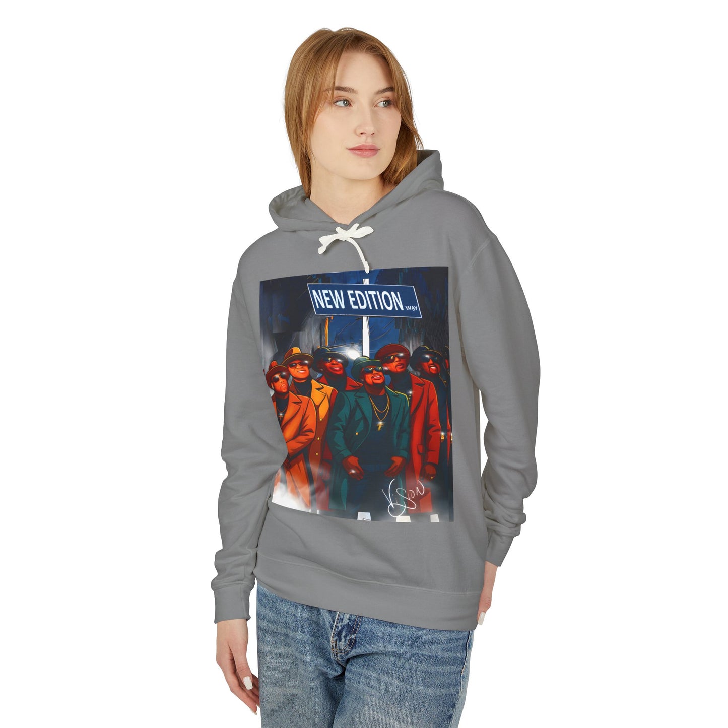 New Edition street Sign Retro Band Hoodie, Unisex Lightweight Hooded Sweatshirt, New Edition Merch, 80s Style Clothing, Nostalgic Gift for Music Lovers