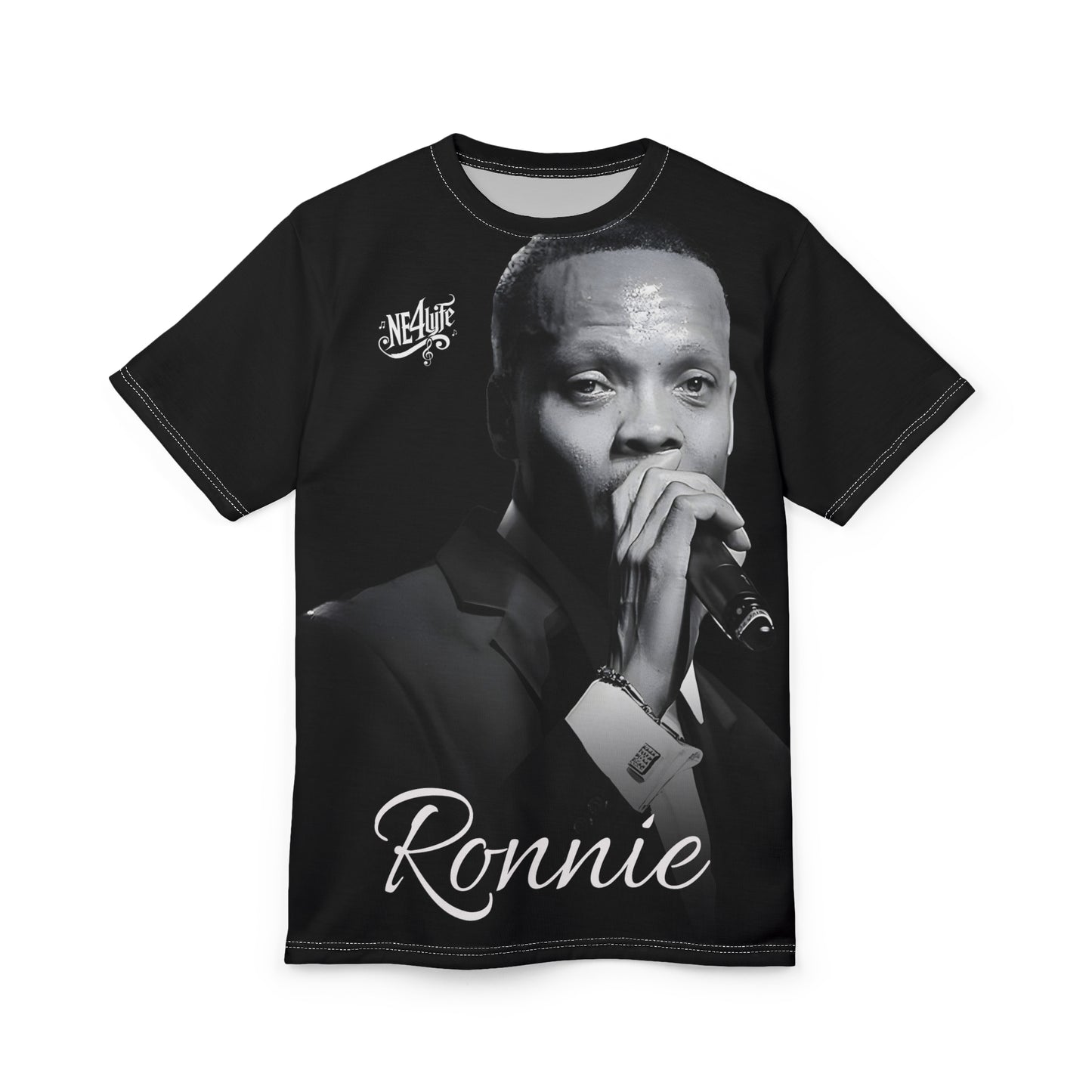 Ronnie Black and White Unisex Cut & Sew Tee (AOP)