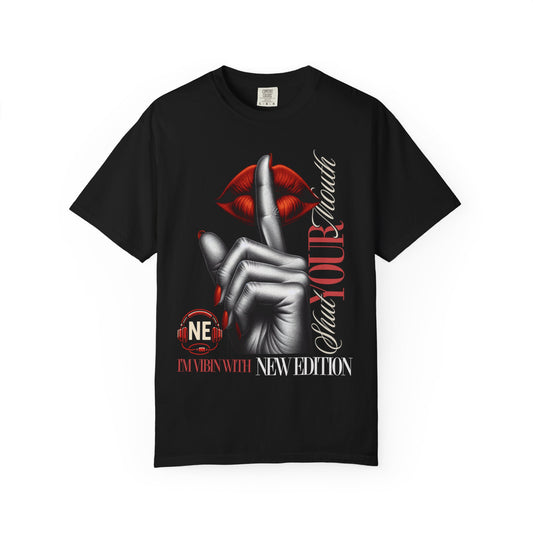NE Shut you mouth Vibrant Unisex T-Shirt - "Shh..." Design for Confident Style