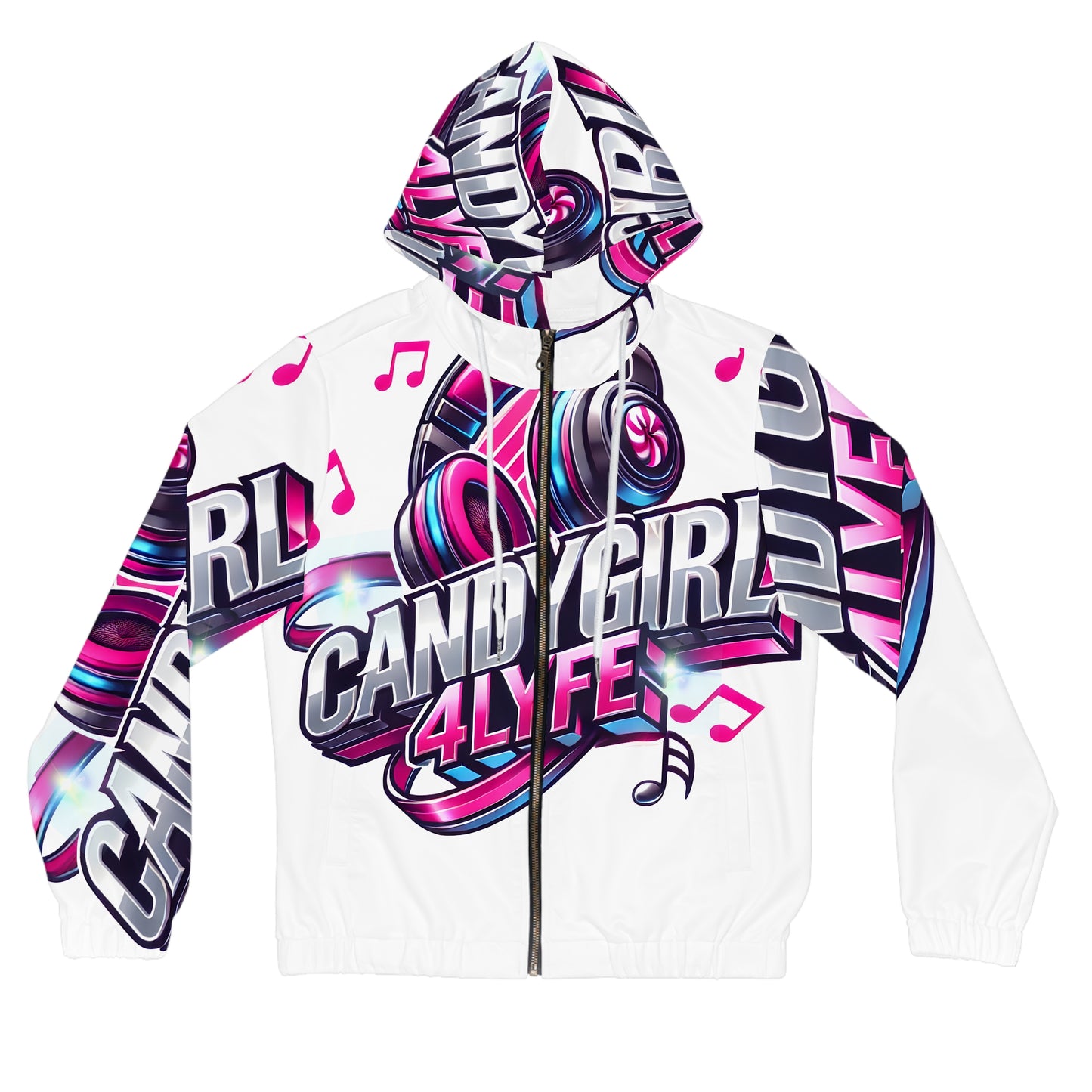 CANDY GIRL LOGO Women’s Full-Zip Hoodie (AOP)